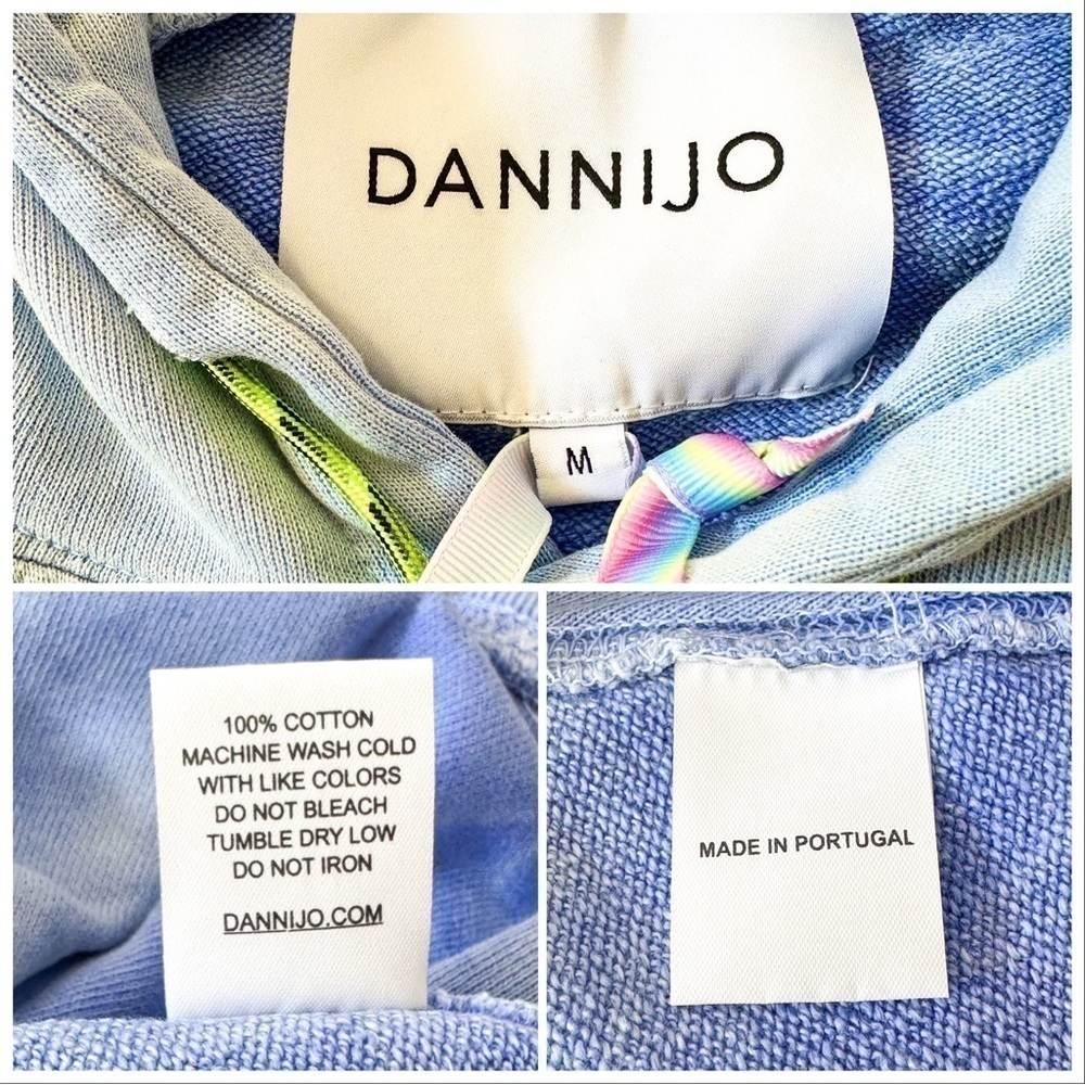 New with tag, DANNIJO Tie Dye Hoodie, Blue & White, Size M - Picture 10 of 14